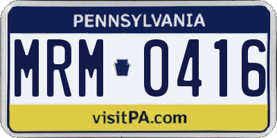 PA license plate MRM0416