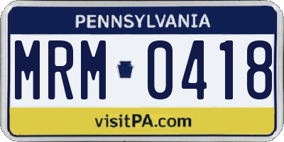 PA license plate MRM0418