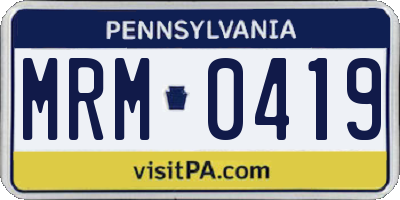 PA license plate MRM0419
