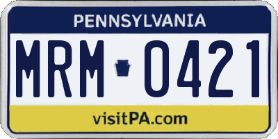 PA license plate MRM0421