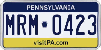 PA license plate MRM0423
