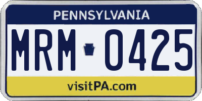 PA license plate MRM0425