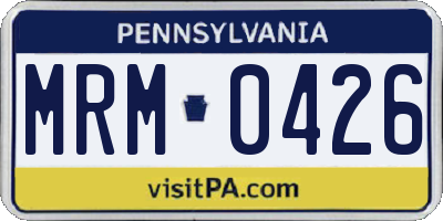 PA license plate MRM0426