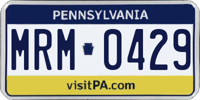 PA license plate MRM0429