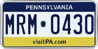 PA license plate MRM0430