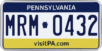 PA license plate MRM0432