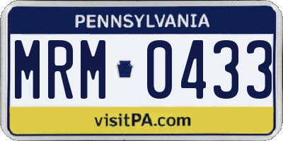 PA license plate MRM0433