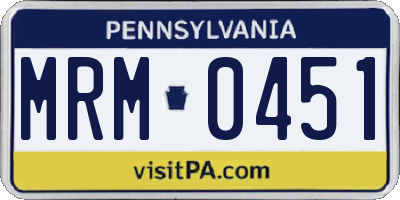 PA license plate MRM0451