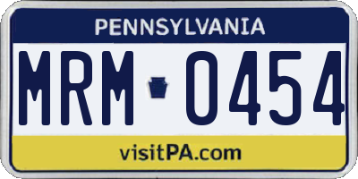 PA license plate MRM0454