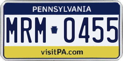 PA license plate MRM0455