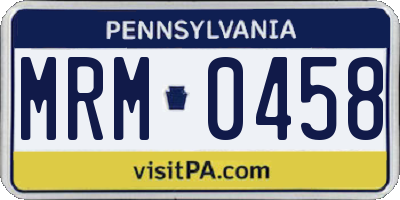 PA license plate MRM0458