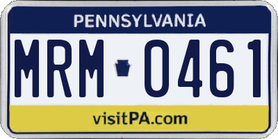 PA license plate MRM0461