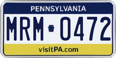 PA license plate MRM0472