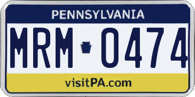 PA license plate MRM0474