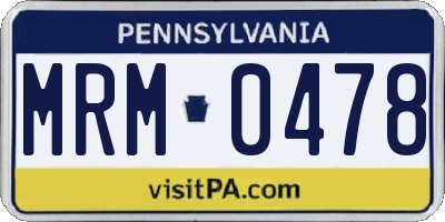 PA license plate MRM0478