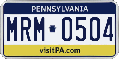 PA license plate MRM0504