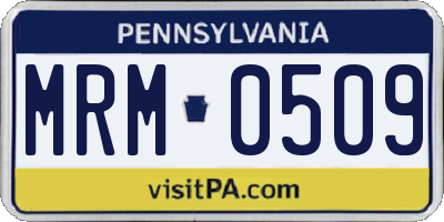 PA license plate MRM0509