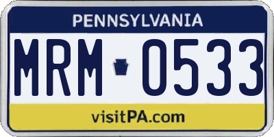 PA license plate MRM0533