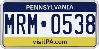 PA license plate MRM0538
