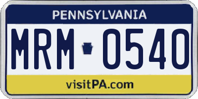 PA license plate MRM0540