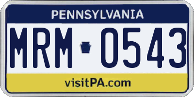 PA license plate MRM0543