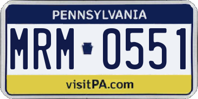 PA license plate MRM0551
