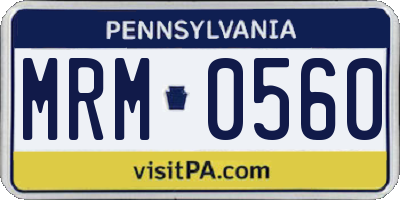 PA license plate MRM0560