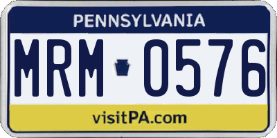 PA license plate MRM0576