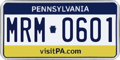 PA license plate MRM0601