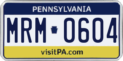 PA license plate MRM0604
