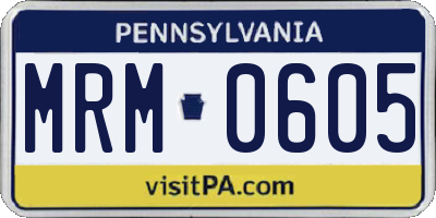 PA license plate MRM0605