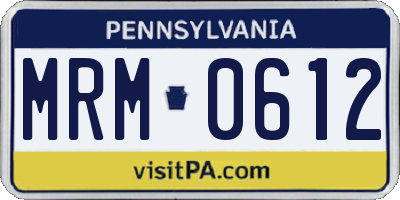 PA license plate MRM0612
