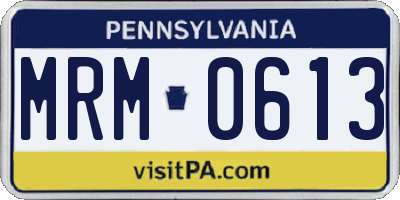 PA license plate MRM0613