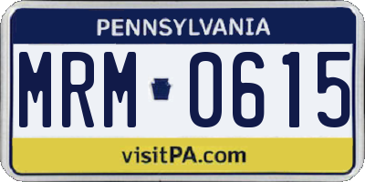 PA license plate MRM0615