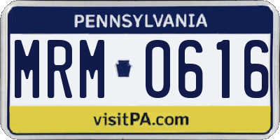 PA license plate MRM0616