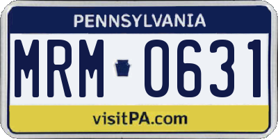 PA license plate MRM0631
