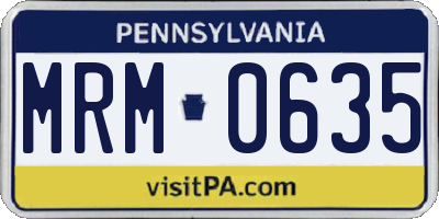PA license plate MRM0635
