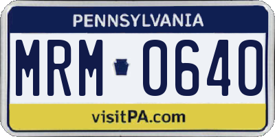 PA license plate MRM0640