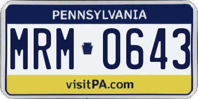 PA license plate MRM0643