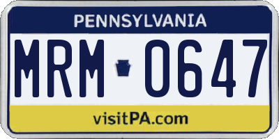 PA license plate MRM0647
