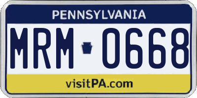 PA license plate MRM0668
