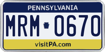 PA license plate MRM0670