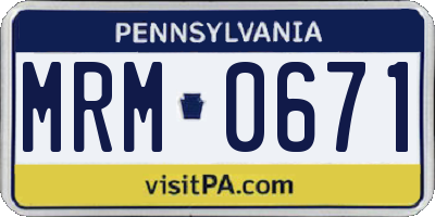 PA license plate MRM0671