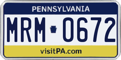 PA license plate MRM0672
