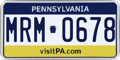PA license plate MRM0678