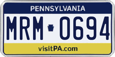 PA license plate MRM0694
