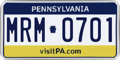 PA license plate MRM0701