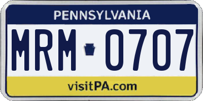 PA license plate MRM0707
