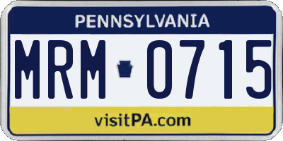 PA license plate MRM0715