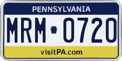 PA license plate MRM0720